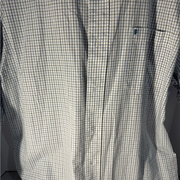 Men's IZOD Blue Long Sleeve Checkered Dress Shirt Size Large 100% Cotton - Picture 6 of 13